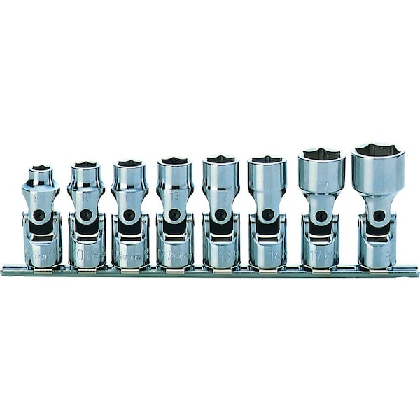 Ko-Ken Universal Socket set 5/16-3/4 6 Point 200mm 8 pieces 3/8 Sq. Drive RS3440A/8 - main